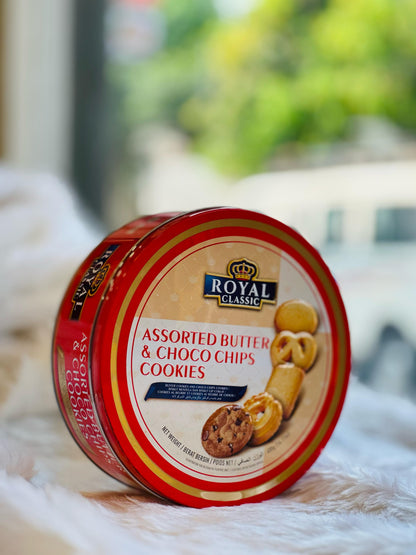 ROYAL CLASSIC ASSORTED BUTTER & CHOCO CHIPS COOKIES 400gm